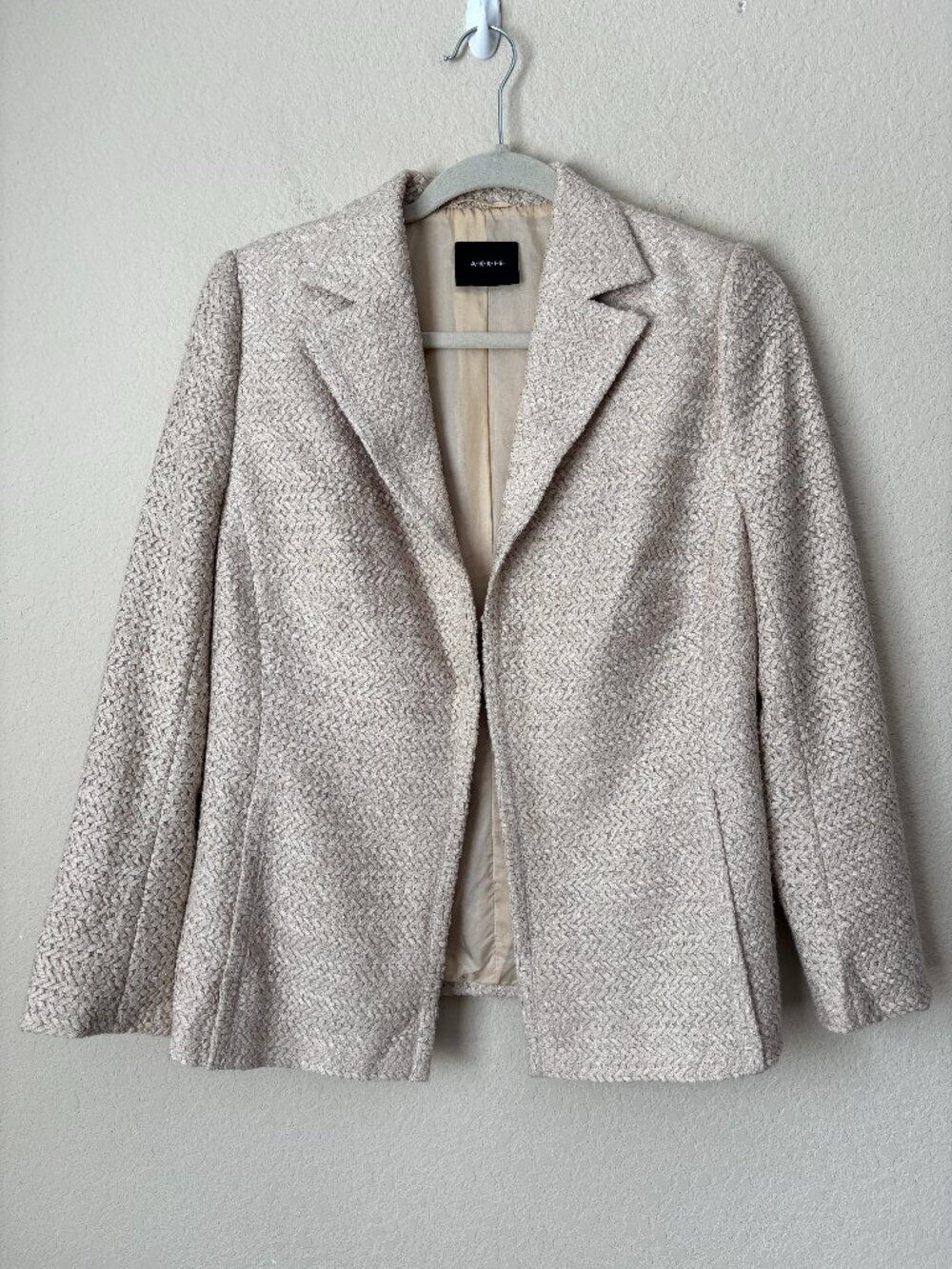AKRIS 14 Neutral Woven Spring Blazer Jacket